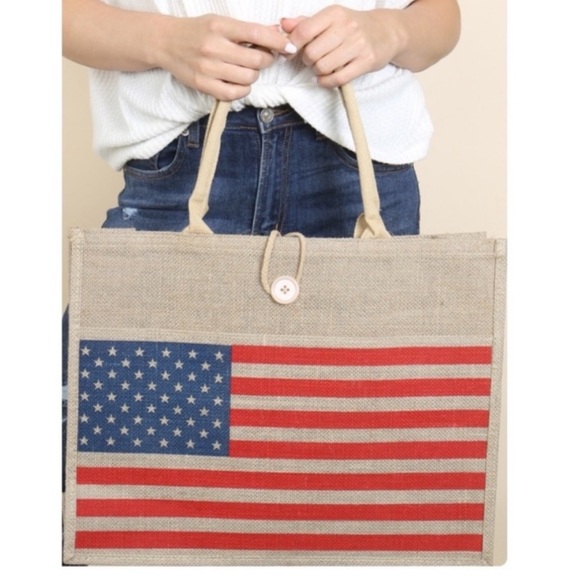 American Flag tote - bag Structured
Burlap Tote New approx 18x24x2-1/2 B… - Picture 11 of 14